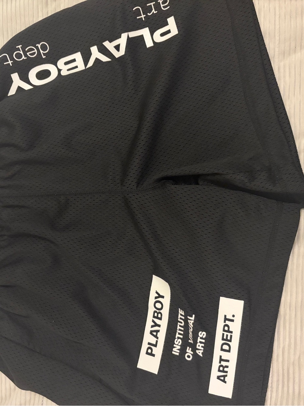 PLAYBOY Black Men’s Athletic Shorts with White Logos